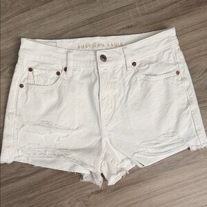 American Eagle Outfitters White Distressed Denim Shorts